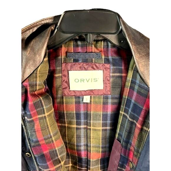 Orvis River Road Waxed Cotton Chore Coat Barn Jacket, Hooded | Sz S, Navy Blue - Picture 11 of 13